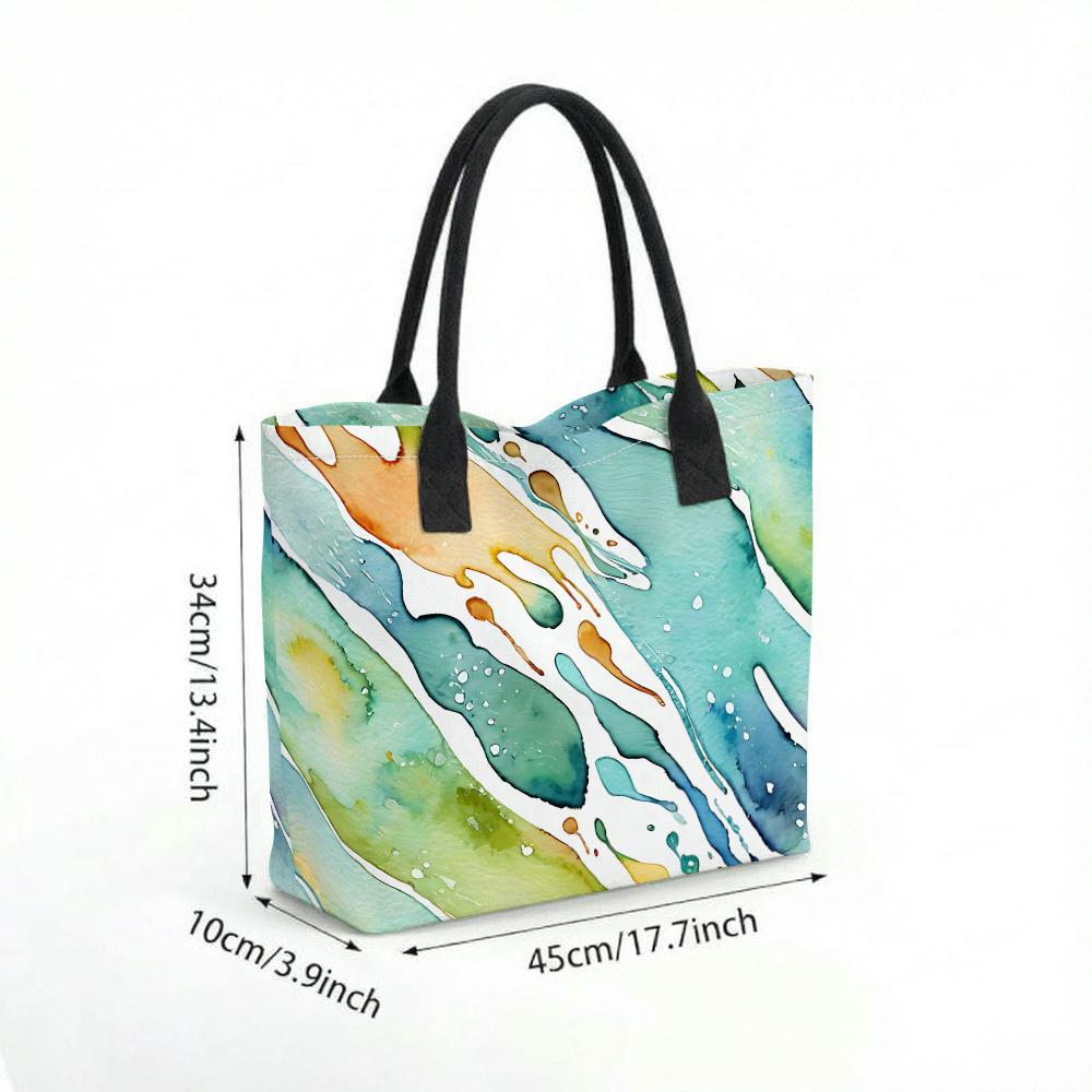  Watercolor Tote Bag Casual Large Capacity Shoulder Handbag for Daily Shopping Travel