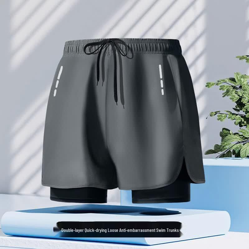 Junwen Men s Double-Layer Swim Trunks