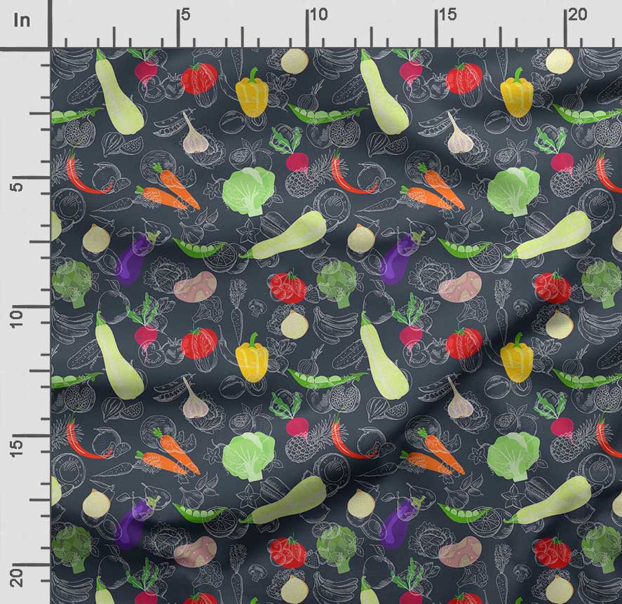 Soimoi Veggies Print,  Cotton Cambric, Quilting Fabric Sold by The Yard 42 Inch Wide, Medium Weight Cotton Fabric, Sewing  Supplies,Aquamarine