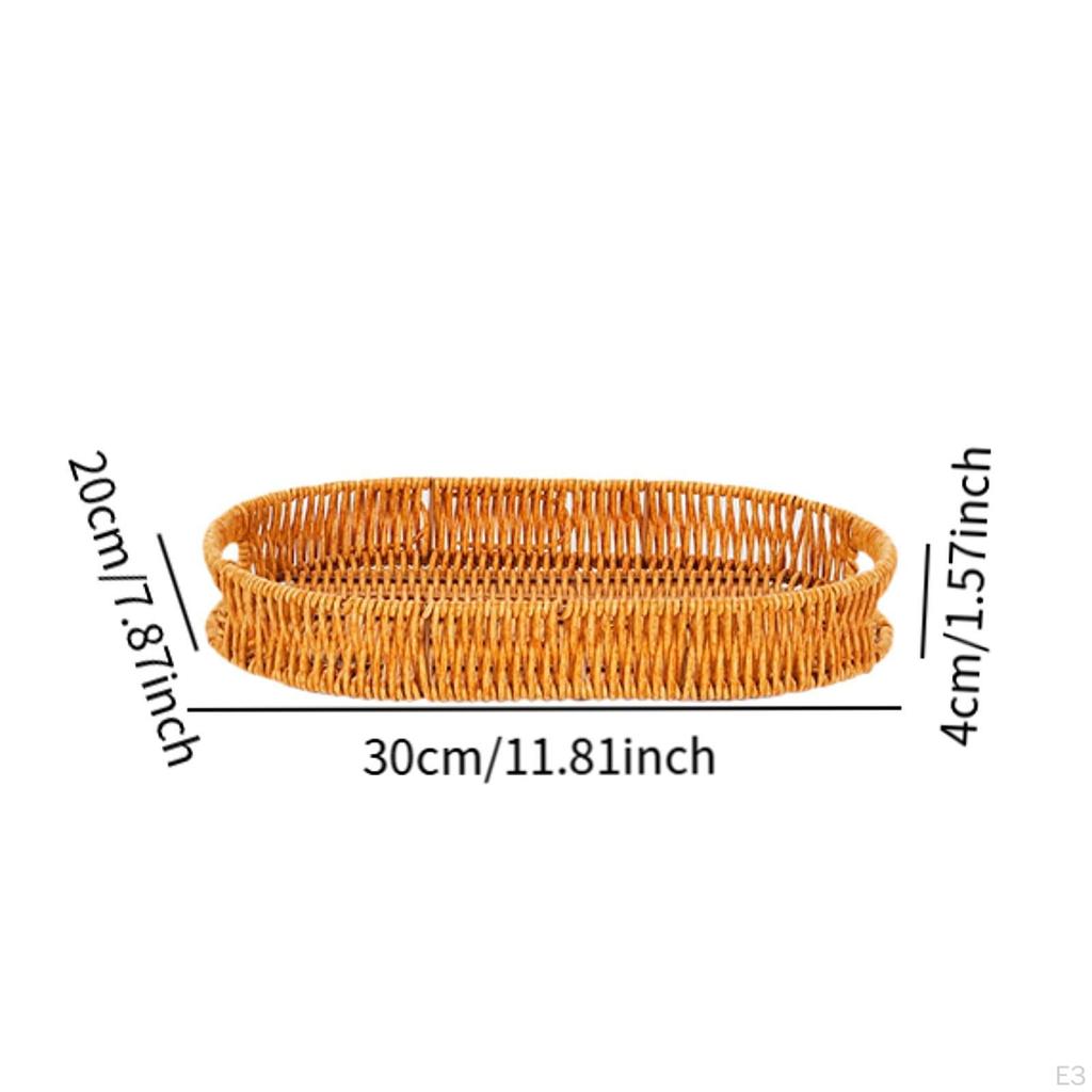 Imitation Rattan Bread Basket Serving Oval Decorative Snack Holder Fruit Bowl for