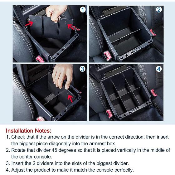 JDMCAR 2PCS Center Console Ert Set Compatible With Toyota Tacoma  -2016, Console Armrest Box Ert Tray And Center Console Organizer Divider For Tacoma