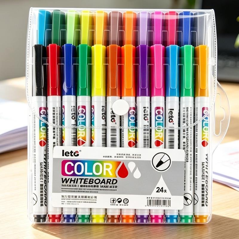 12/24 Barev Stíratelné Fixy Sada Fixů na Bílou Tabuli Kancelář Školní Bílá Tabule Kancelářské Potřeby Barevné Fixy s Jemným Hrotem Učebna