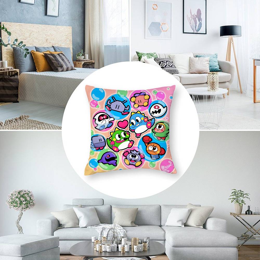 Game Bubbles B-Bobble Pillow Case Square Double‑Sided Print Cushion Case For Sofa Home Bedchamber Decor Gift
