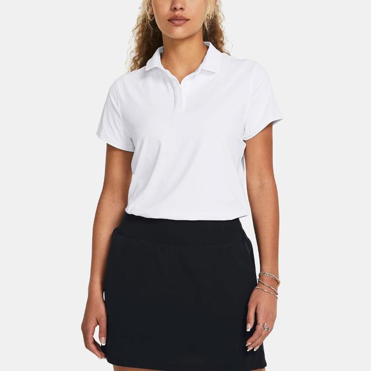 Under Armour Ua Iso-Chill Solid Logo Casual Comfortable Short Sleeve Polo Shirt Women tops White 1382814-100