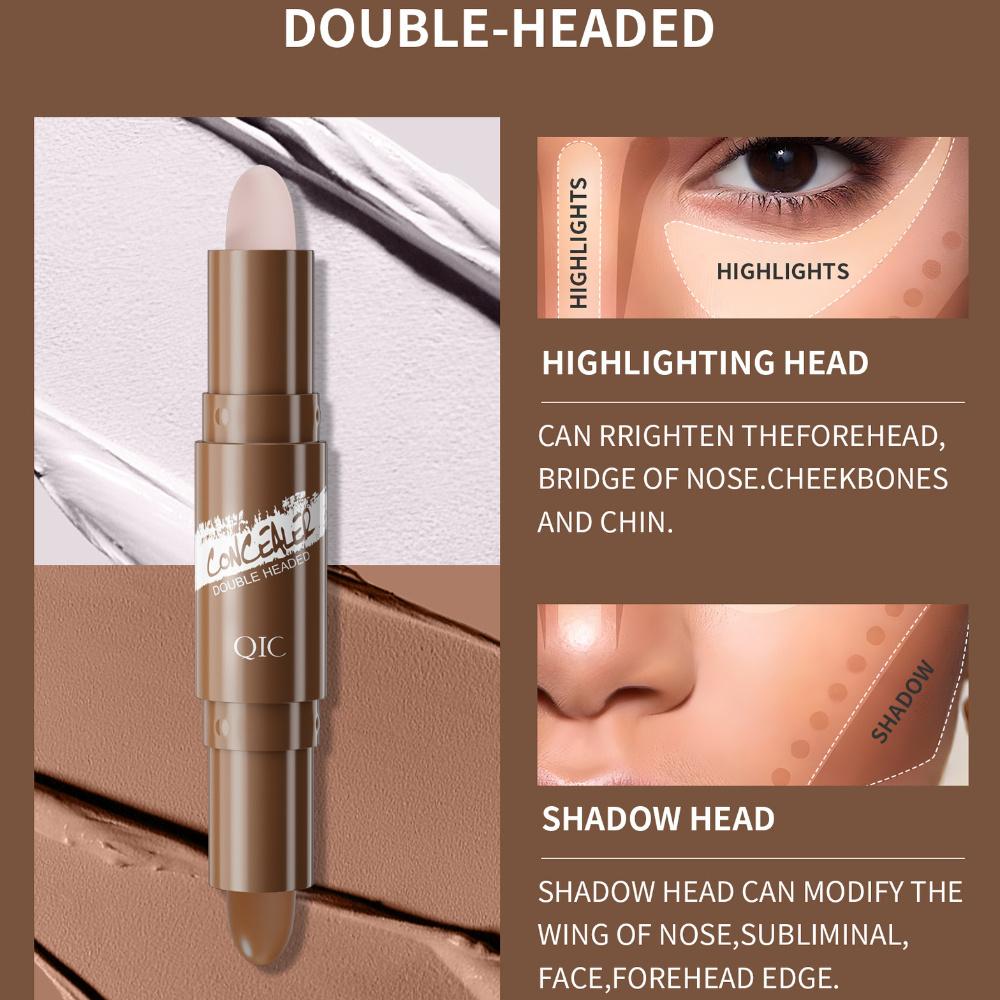 Dvouhlavý rozjasňovač konturovací tyčinka Korektor tyčinka Nose Shadow Shadow Natural 3D Contour Cream Highlighting Stick