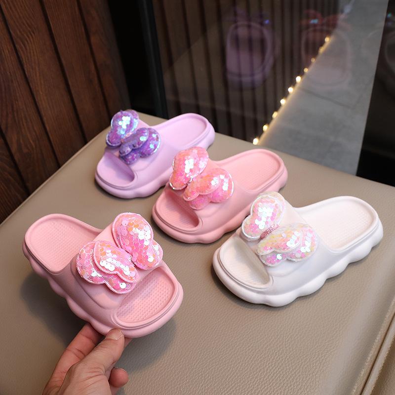 Girls' Soft Sole Non-Slip Bow Slippers for Outdoors - Princess Style