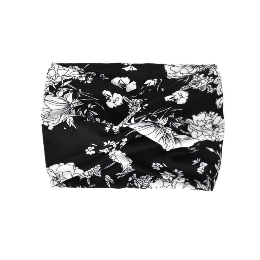 Faixa de cabeça elástica de ioga boêmia europeia e americana – acessório esportivo de cabelo com estampa cruzada de aba larga para mulheres