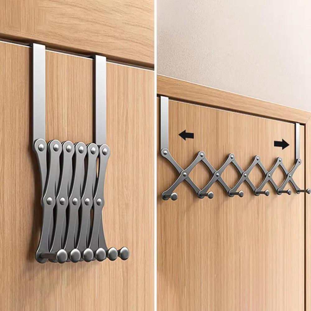 Scalable Hook Behind The Door Carbon Steel No Punching Required Cabinet Coat Hook Waterproof Wear-resisting Bedroom Storage Rack