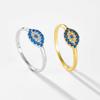 ANDYWEN 925 Sterling Silber Gelbgold Blau Teufelsauge Glücksring für Frauen Schlank Luxus Zirkon Pflastern Mode Hohe Schmuck Geschenk