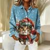 Women's Shirt With Floral Print Buttons, Long Sleeved Casual Regular Shirt Blouses Casual Plus Size Basic Tops