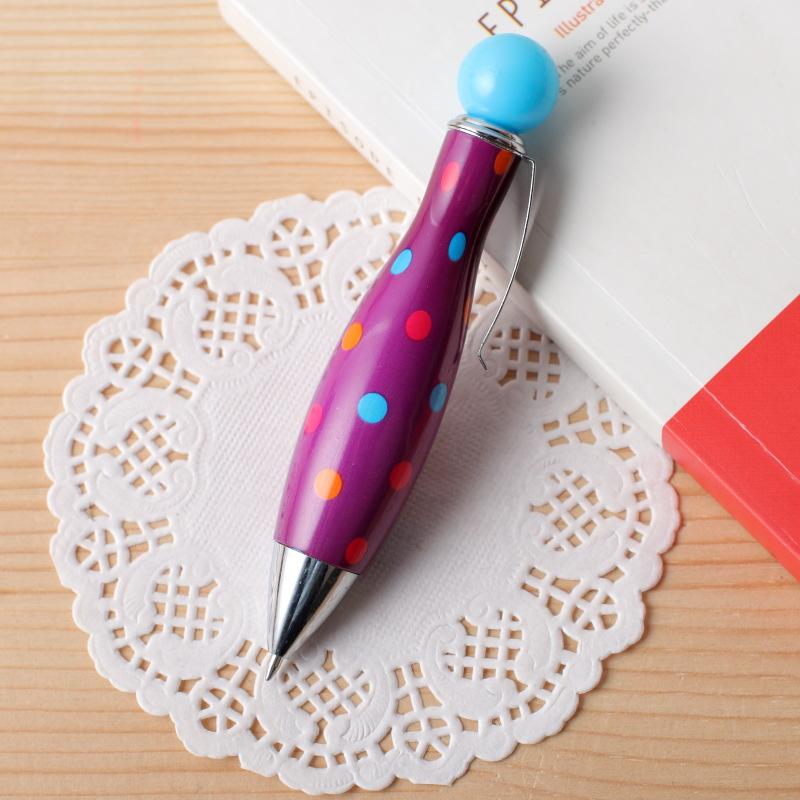 Short Mini Elegant Dot Flower Printed Boho Style Ballpoint Pen For Bowling Shape Pen School Office Supplies