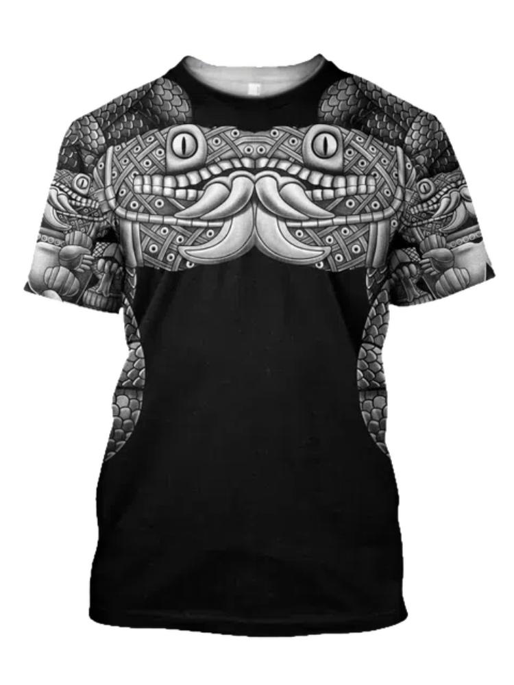 Summer Trend Harajuku 3D Printed Top Mexico Aztec Men's Casual T-shirt Street Fashion Classic Vintage O Neck Loose