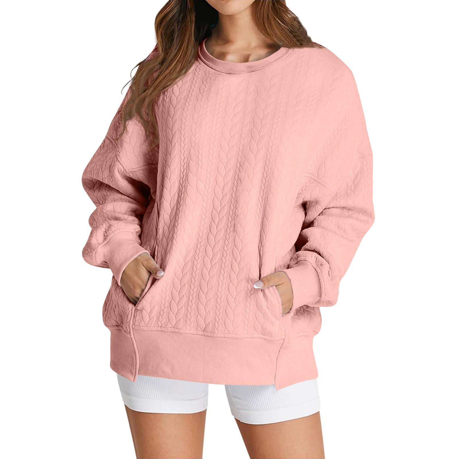 

Женская толстовка с капюшоном свободного кроя с круглым вырезом S розовый