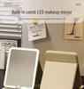 LED Folding Makeup Mirror with Comb – Compact, Lighted, and Convenient for Desktop Use