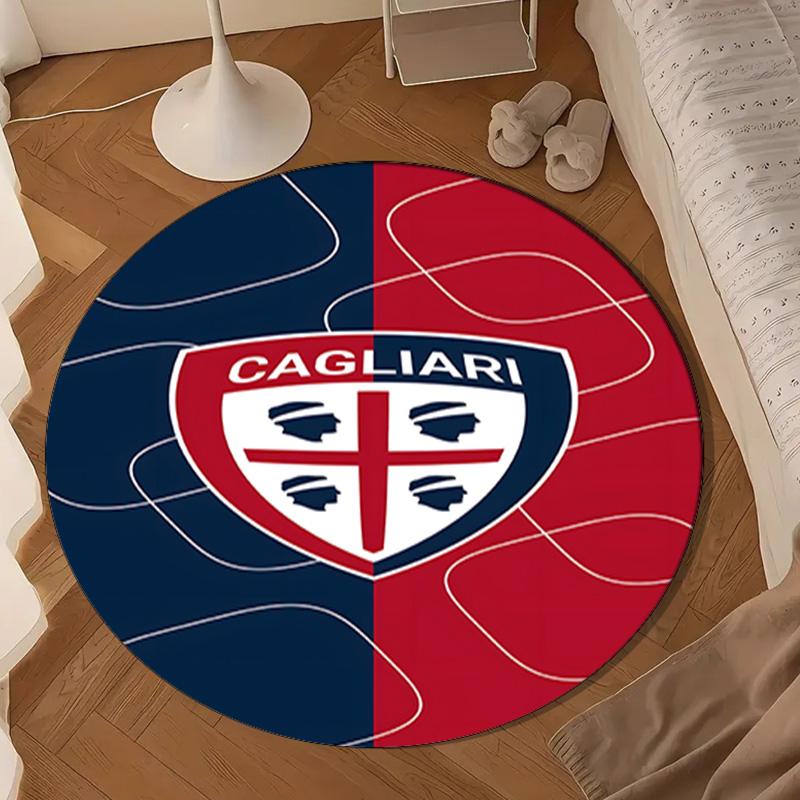 1PC Football Cagliari Design Round Rug for Livingroom,Bedroom, Palyroom, Chair Rug, Area rug, Circle Carpet, Large Size Fan Christmas gift