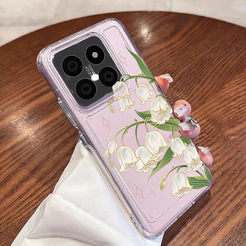 Blue Purple Flower Pattern Case For Xiaomi Redmi Note 15 Pro 4G Funda Redmi Note 14 13 Pro 5G Clear TPU Silicone Soft Cover