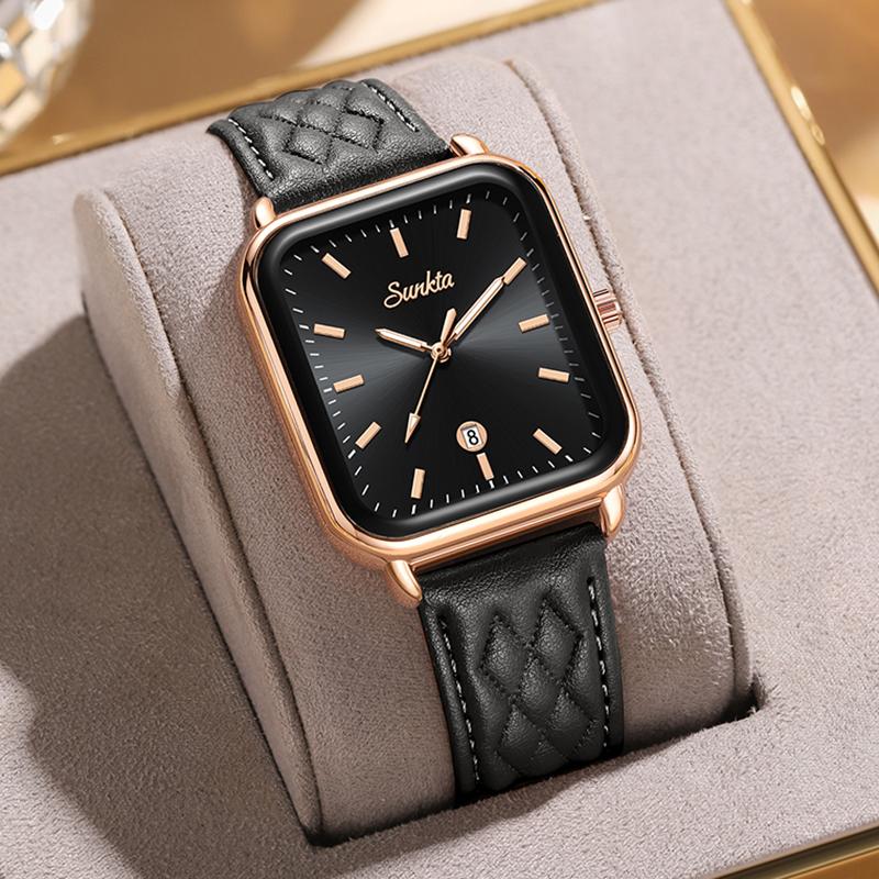 

SUNKTA New Pink Silicone Watch Women Elegant Fashion Luminous Waterproof Watch for Women Casual Square Quartz Ladies Wristwatch