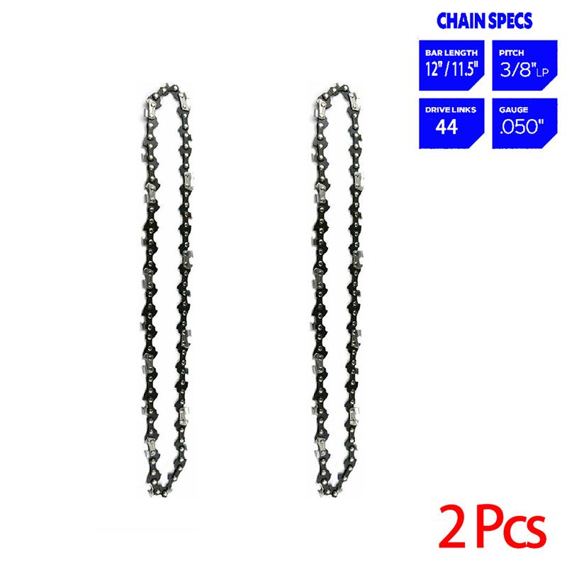 

1/2/3/4 шт. 12/11,5-дюймовая электрическая цепная пила 44 приводных звена 22 резака 3/8 LP шаг .050 калибр цепи лесозаготовки обрезка древесины запасные части 2PCS