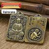 Amulet of Eight Guardian Deities Keychain: Brass Five Emperors Coins with Twelve Zodiac Pendant.