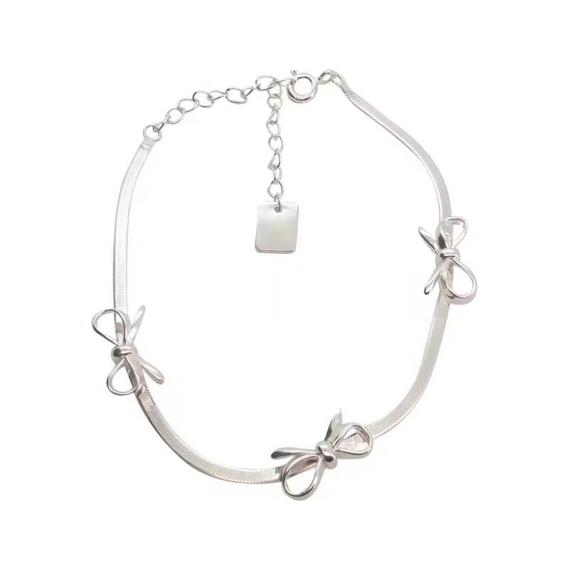 And Chic Modern Silver Bow Knot Bracelet For Women Minimalist Highend Geometric Jewelry