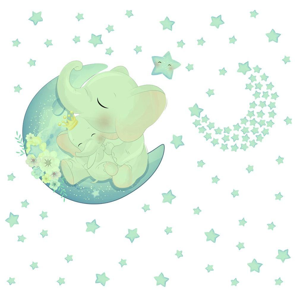 

Wall Bear Bedroom Ceiling Wall Sticker Glow Stickers Elephant Wallpaper Nightlight Star Decal B