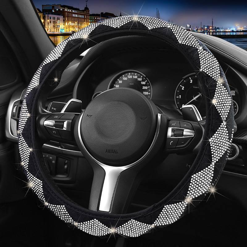 New Car Steering Wheel Cover Fashion Full Drill Four Seasons Hot Press Drill Non-slip No Inner Ring Handlebar Cover Universal