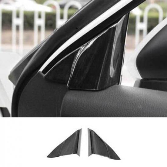 Cover Trim A Pillar Front Triangle Wood Grain Black For Toyota Camry 2018-