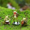 Resin Cute Frog Statue Fairy Garden Decor, Spring Outdoor Yard Flower Pot Patio Lawn Indoor Table Shelf Desk Decorations