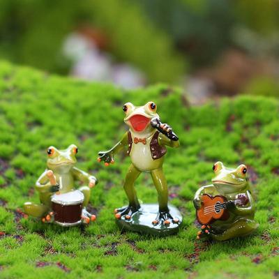 Resin Cute Frog Statue Fairy Garden Decor, Spring Outdoor Yard Flower Pot Patio Lawn Indoor Table Shelf Desk Decorations