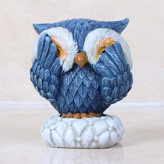 Figurină cu bufniță, bază realistă, pictură manuală, rășină, ornament stabil pentru camera de zi