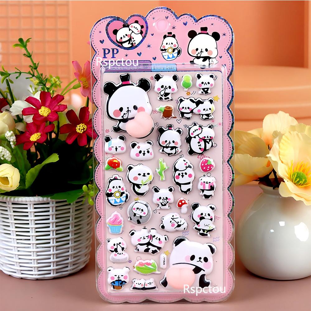 Cute Animal Rabbit Cat Soft Pinched Decompression Stickers Kawaii Cartoon 3D Decoration Decals Toys Stress Gift