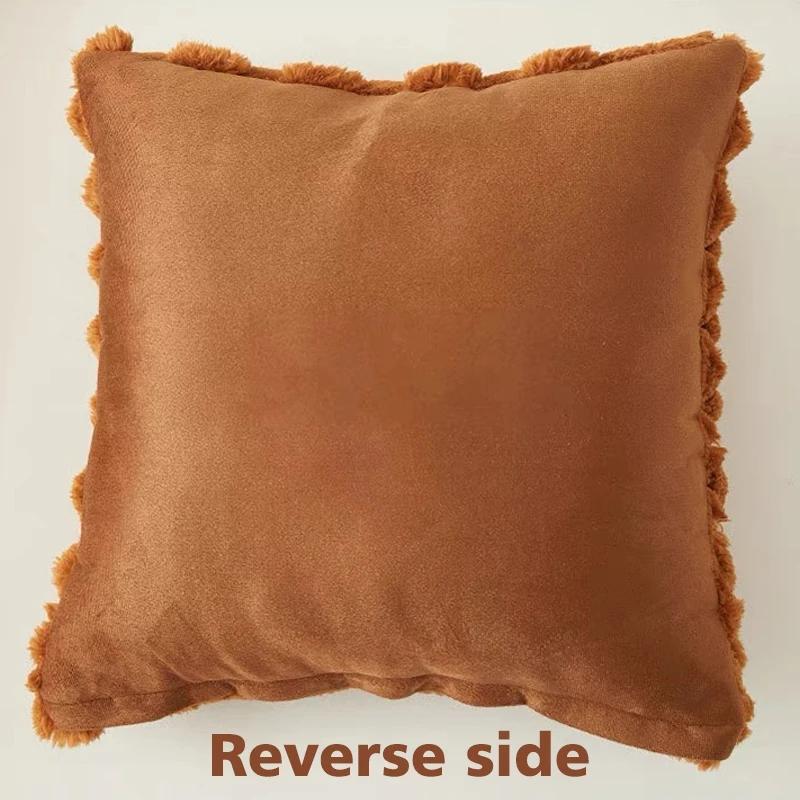 Plush Soft Pillowcase Solid Color Cushion Cover Red Throw Pillow Cover Home Decorative for Sofa Living Room Bedroom Cushion Case