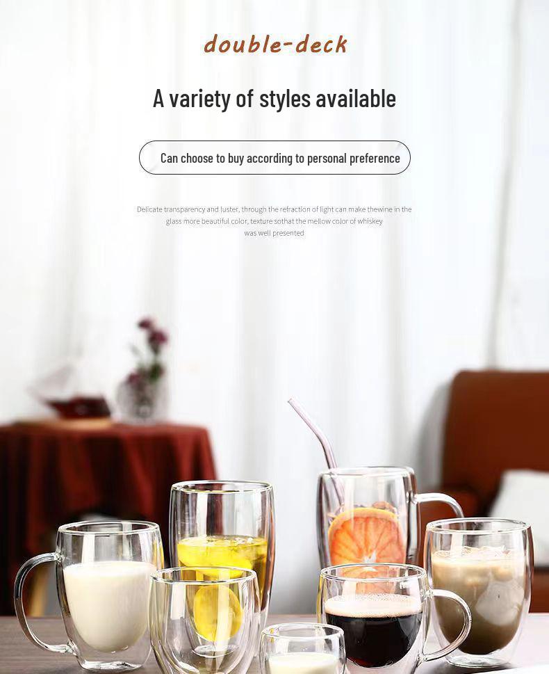 Egg-Shaped Insulated Double-Layer Borosilicate Glass Cup