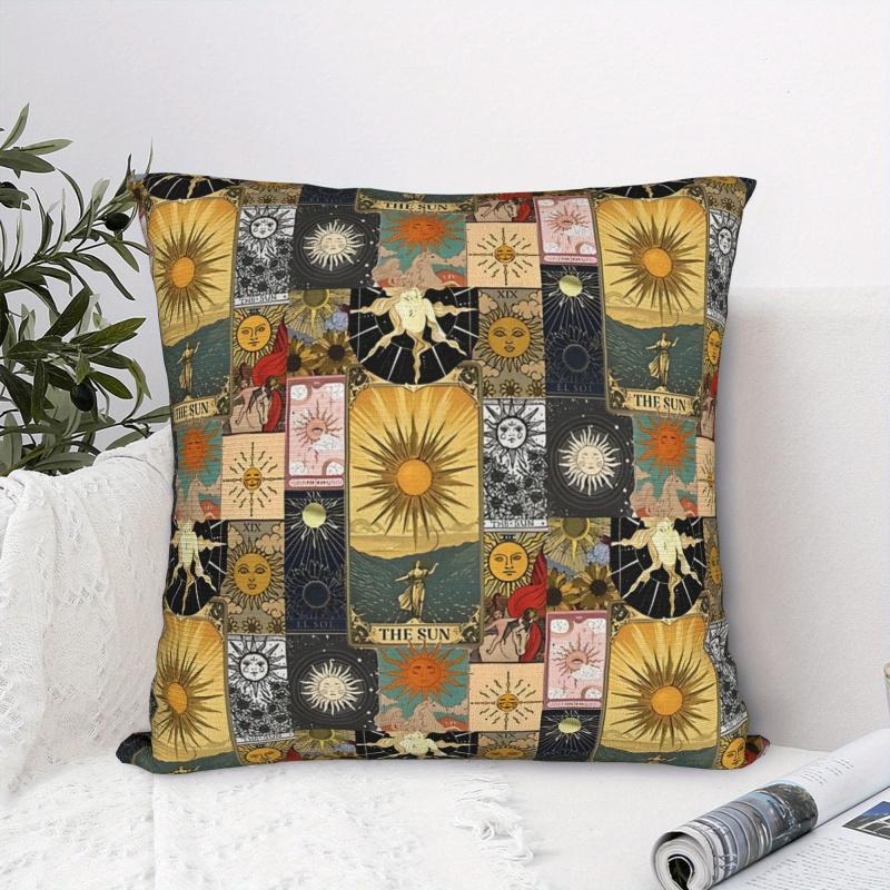Vikama Sun Tarot Patchwork Sofa Cushion Cover Decorative Pillow Case - Soft Fabric Sofa Decor Accessories