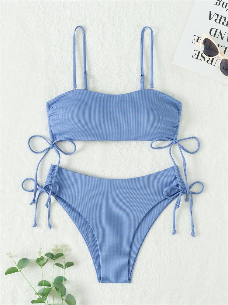 

Купальник бикини, женский купальник с высокой талией, новинка 2024 года, топ в полоску, комплект бикини, сексуальные стринги, купальный костюм, женская летняя пляжная одежда S светло-синий