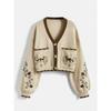 2025 Women's Cardigan Floral Embroidery Cottage Core Boho Cardigan Vintage Western Crop Sweaters Autumn Outerwear