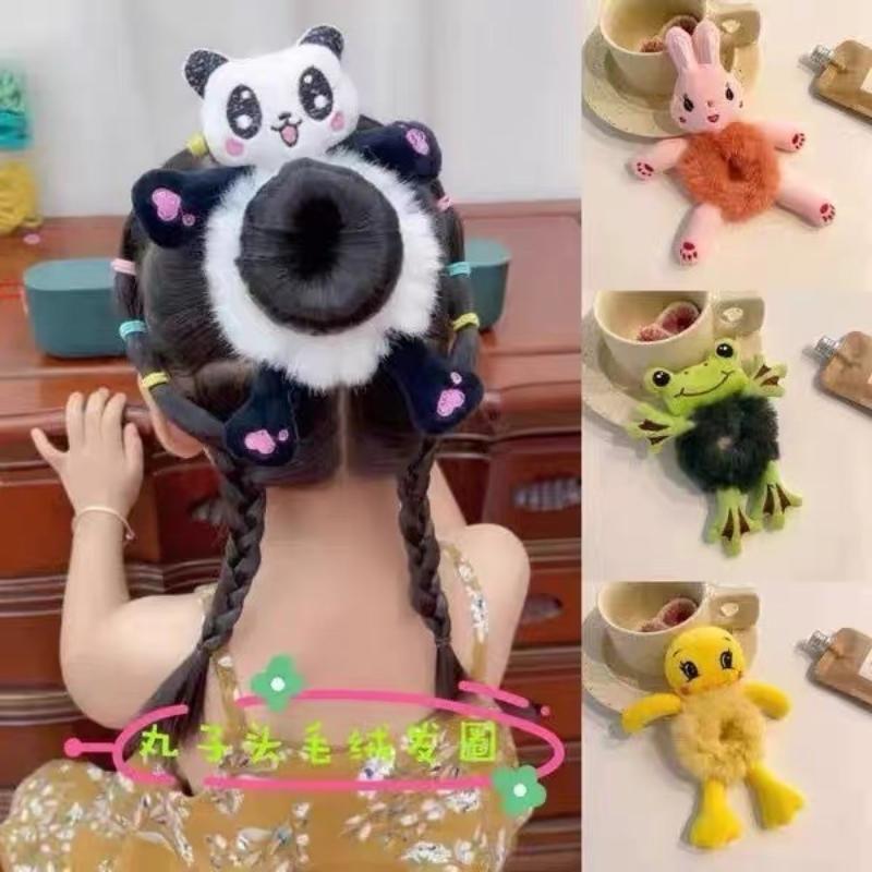 Panda Kühe Katze Hase Plüsch Elastische Haarbänder Süße Pferdeschwanz-Krawatten Damen Mädchen Niedliche Cartoon Haargummis Weihnachten