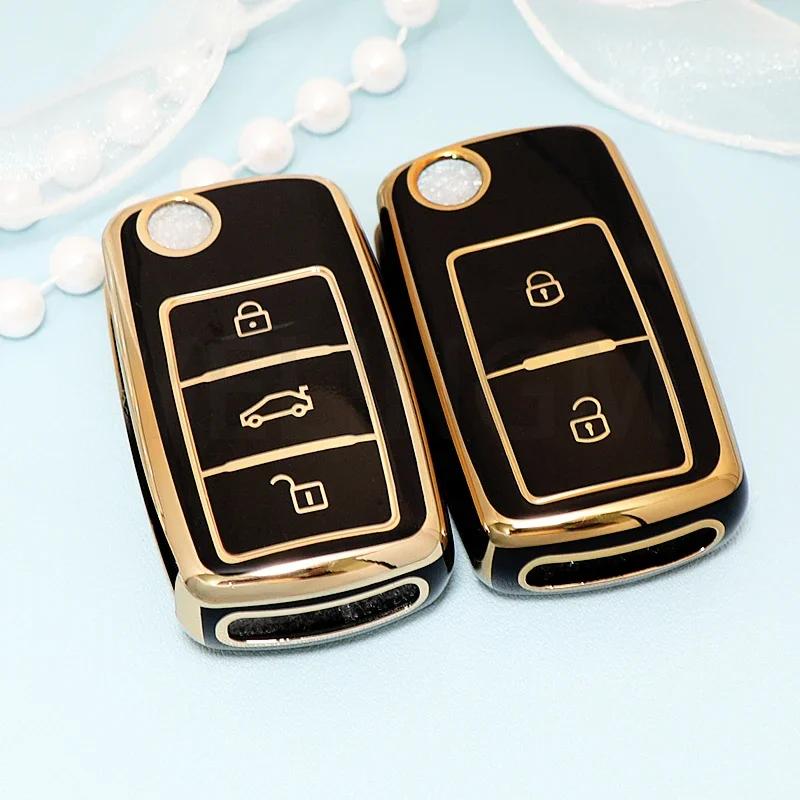 Módní obal na klíč od auta Plný kryt TPU Pro Volkswagen Pro VW Bora Polo Tiguan Jetta Passat B5 B6 B7 Golf Beetle pro Škoda Octavia