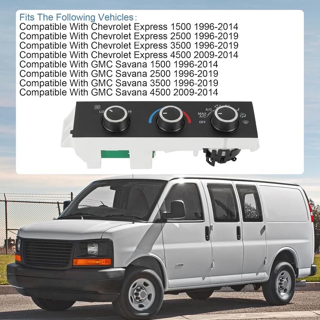 Front A/C Heater Climate Control Module Compatible With 1996-2014 Chevrolet Express 1500 GMC Savana 1500 1996- Chevrolet Express 2500 3500 GMC Savana
