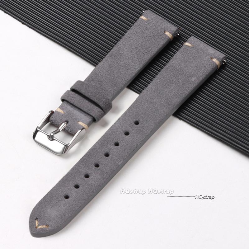 Vintage Leather Suede Watch Strap 14mm 16mm 18mm 20mm 22mm Watchband Gray Blue Brown Watch Bands Quick Release Wristband Belt