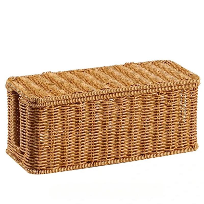

M-Modern-Cable Management Box Handmade, Rattan Cable Organizer, Open Slot Cords Hider Box, Under Desk Cord Storage