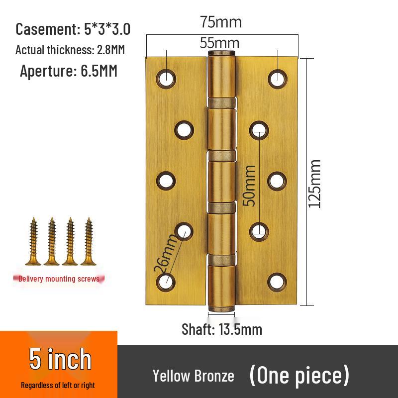 304 Stainless Steel American-Style Widened Hinge for Wood, Metal, and Fire Doors