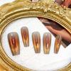30Pcs Glossy Press On Nails Long Coffin Gradient Fake Nails Cat Eye False Nails