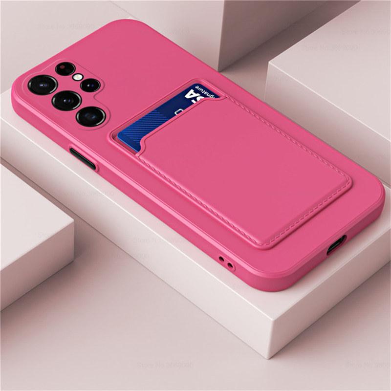 12 Color Card Bag Tekuté pouzdro pro Samsung S20 21 22 Plus Ultra M52 M51 M31s M12 Pouzdro Kontrastní barva