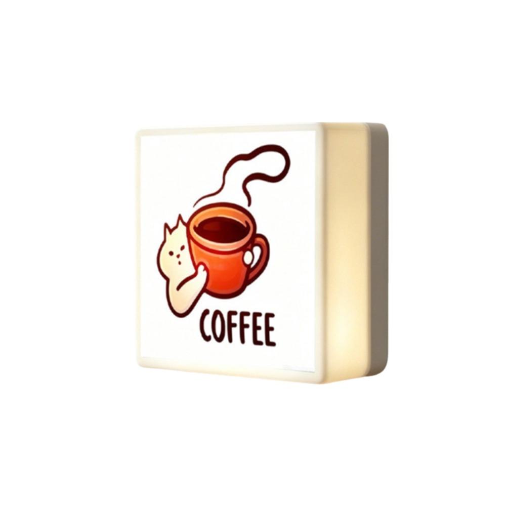 Touch-sensitive Glowing Coffee Shop Fridge Magnet Adjustable Light Brightness Sounding Coffee Light Box Sticker Rechargeable
