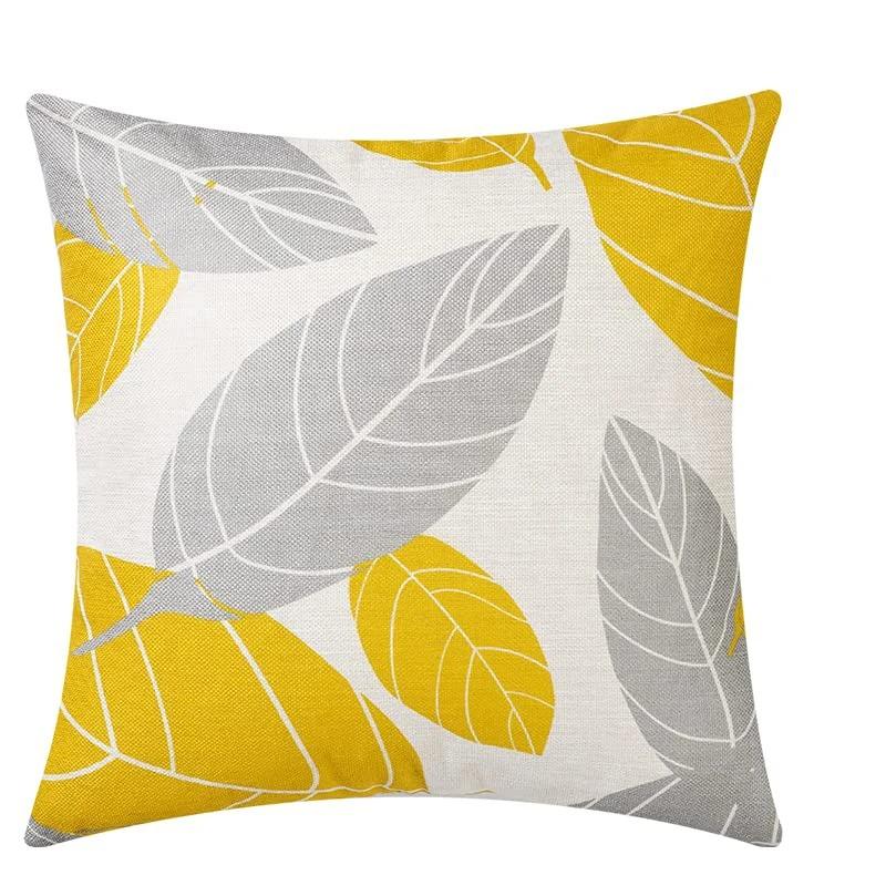 Yellow  Gray Geometric  Floral Pillow Covers Pattern Cushion Cover Suitable For Sofa Bedroom Car Pillow Cover