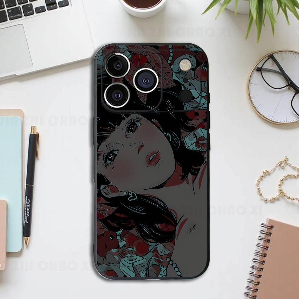 

Anime Movie P-Perfect Blue Black Phone Case For IPhone 17 16 15 14 13 12 13 12 11 Pro Max Plus XS XR Silicone Soft Back Cover iPhone14Pro
