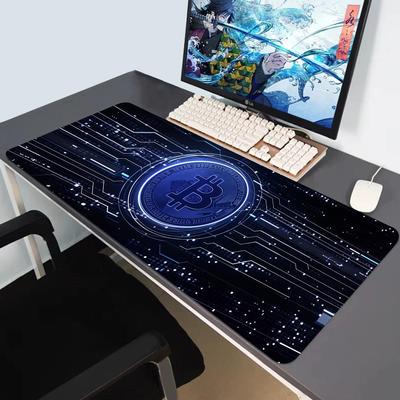 HYBXAXC  Bitcoin Mouse Pad Gaming Large HD Mousepad Antislip Rubber  Computer Gamer Desk Mat Stitched Edge Black Gamer Mousepad