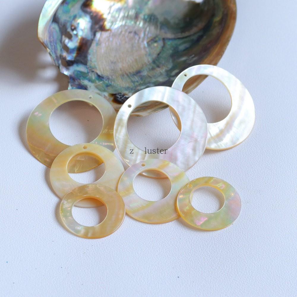 Natural White & Yellow Mother of Pearl Round Pendant Shell for DIY Earring/Necklace (30-35-45mm)