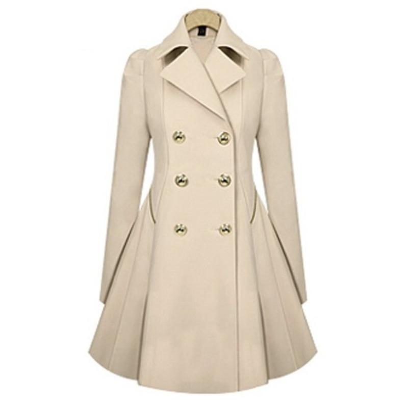 European and American Slim-fit Medium and Long Commuter Jacket, Plus Size Women's Trench Coat